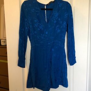 Zara: Asian Print Silk Royal Blue Romper